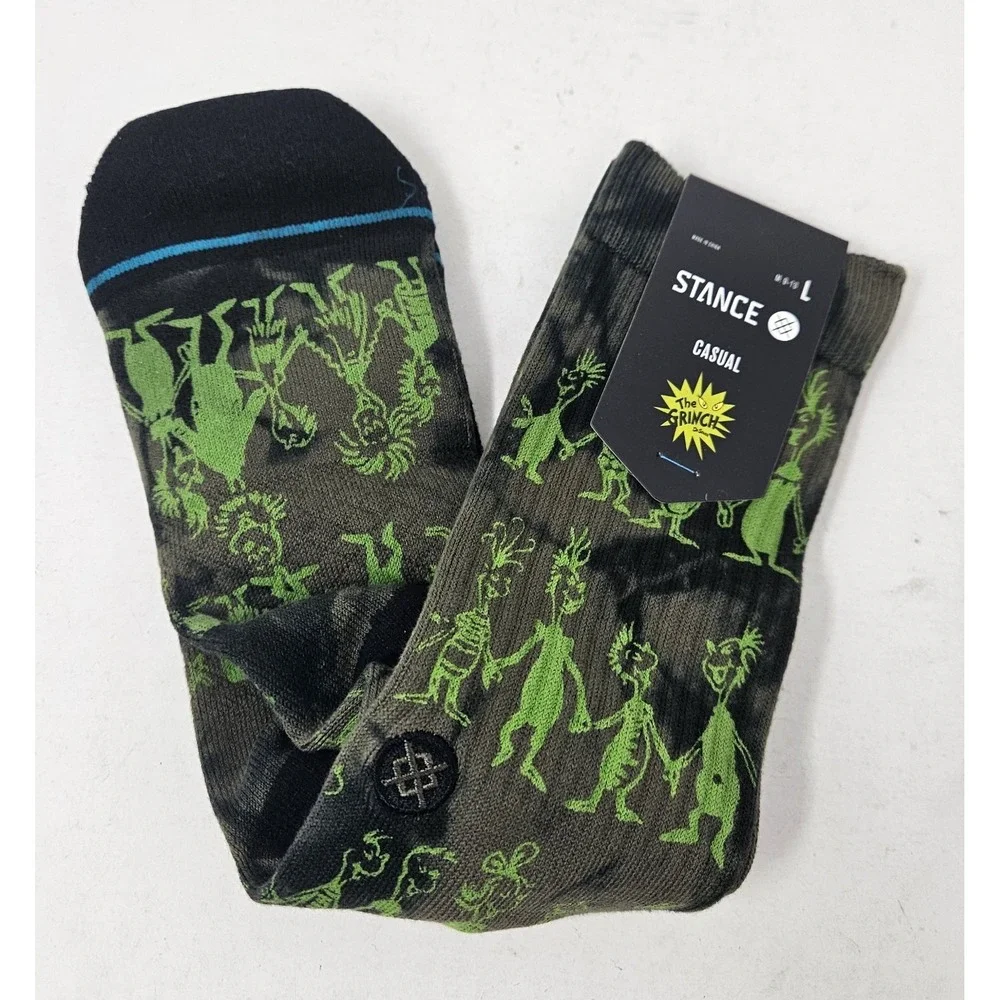 Stance‎ Casual Grinch - Down in Whoville Crew Socks, Men's Sz LG, 1 Pair, NEW!